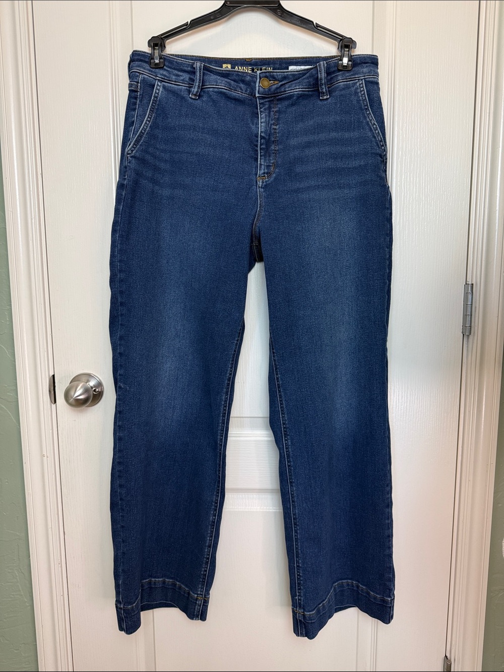 EUC Anne Klein Dark Blue High Rise Wide Leg Jeans size 12